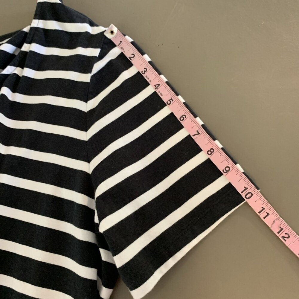 D&Co Denim & Co Womens 2X Dress Black White Stripe Elbow Sleeve Beach Nautical - Picture 11 of 12